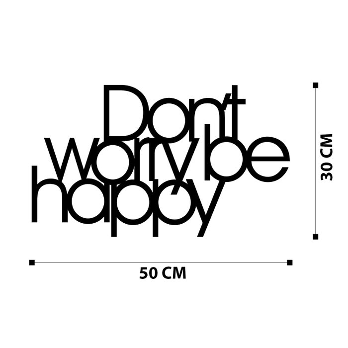 Wallity Escultura de Pared Dont Worry Be Happy en Negro